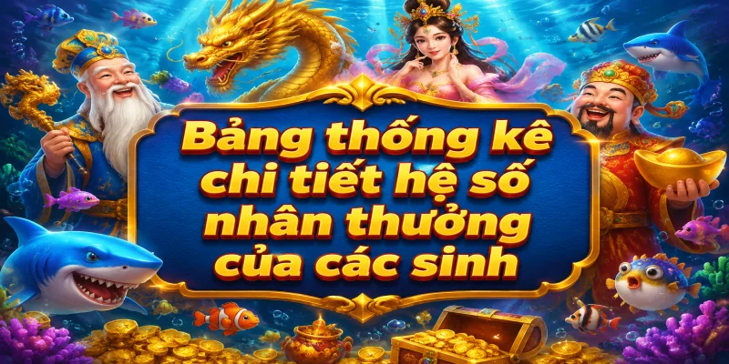 Bảng thống kê chi tiết hệ số nhân thưởng của các sinh vật biển trong trò chơi bắn cá