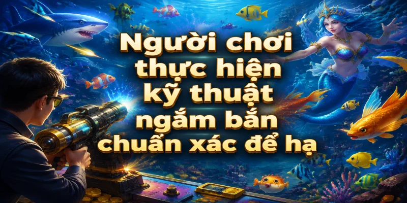 Người chơi thực hiện kỹ thuật ngắm bắn chuẩn xác để hạ gục boss lớn nhận hũ vàng